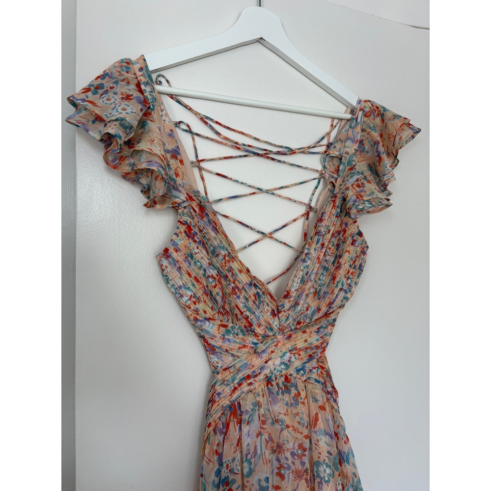 NWT ASTR The Label Primrose Floral Strappy Back Maxi Dress Medium Peach Cut Out - Picture 7 of 9